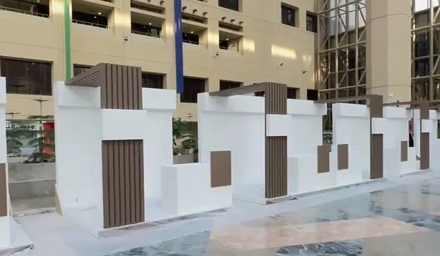 Booth row during installation
